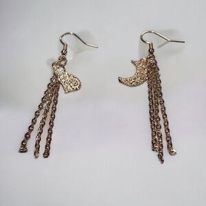 Celestial Cat and Moon Etched Earrings